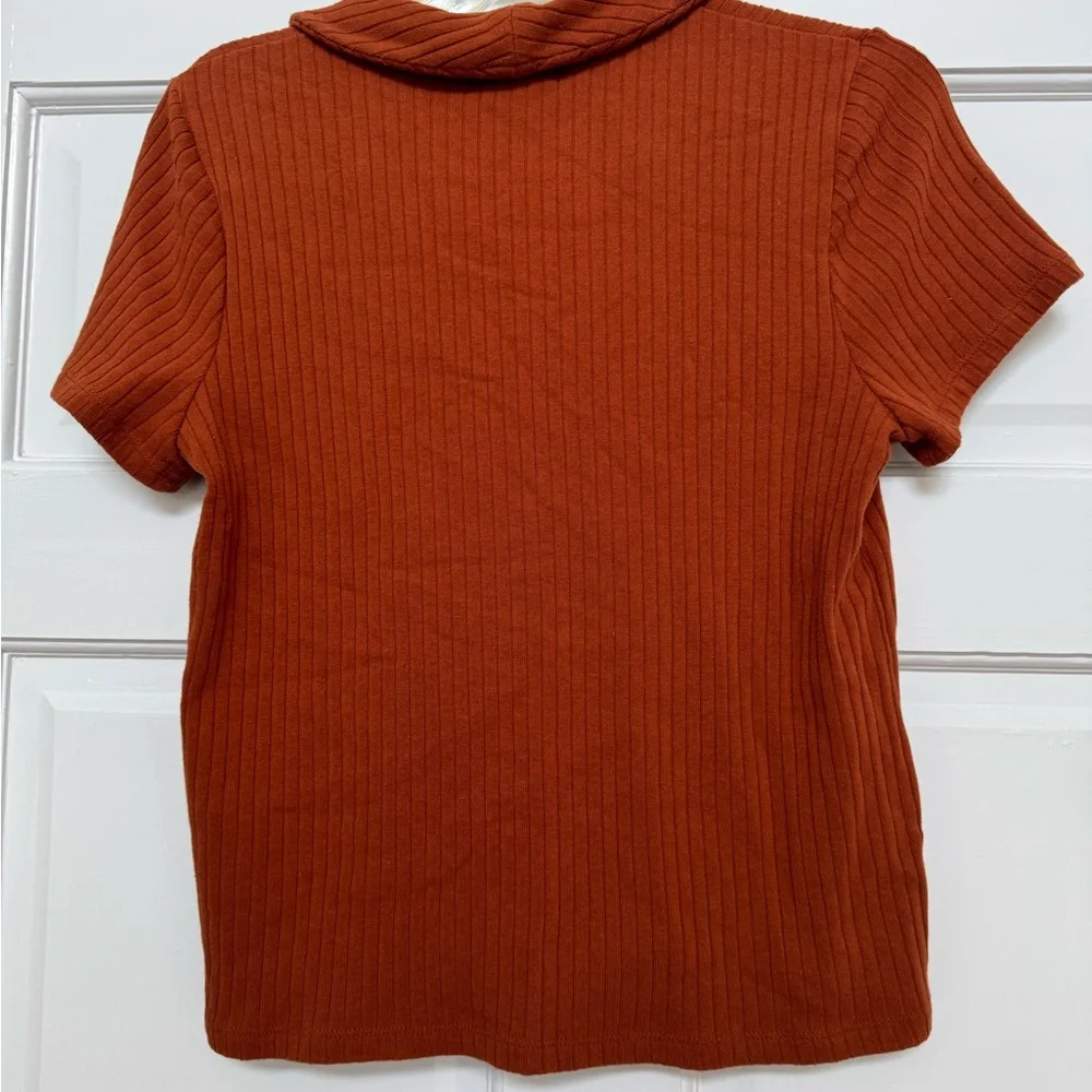 Madewell Rust Button-Down Ribbed Top - Picture 4 of 6